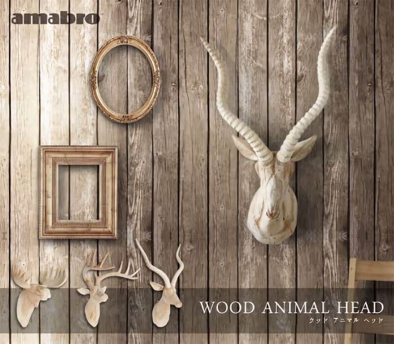 壁掛け 木彫り ヘラジカ amabro wood animal head アマブロ amabro ウッド アニマル ヘッド WOOD ANIMAL HEAD