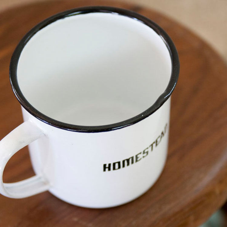 アンティーク　琺瑯（ホーロー） Homestead ホーロー マグカップ ホワイト HS1426 アンティーク仕上げ