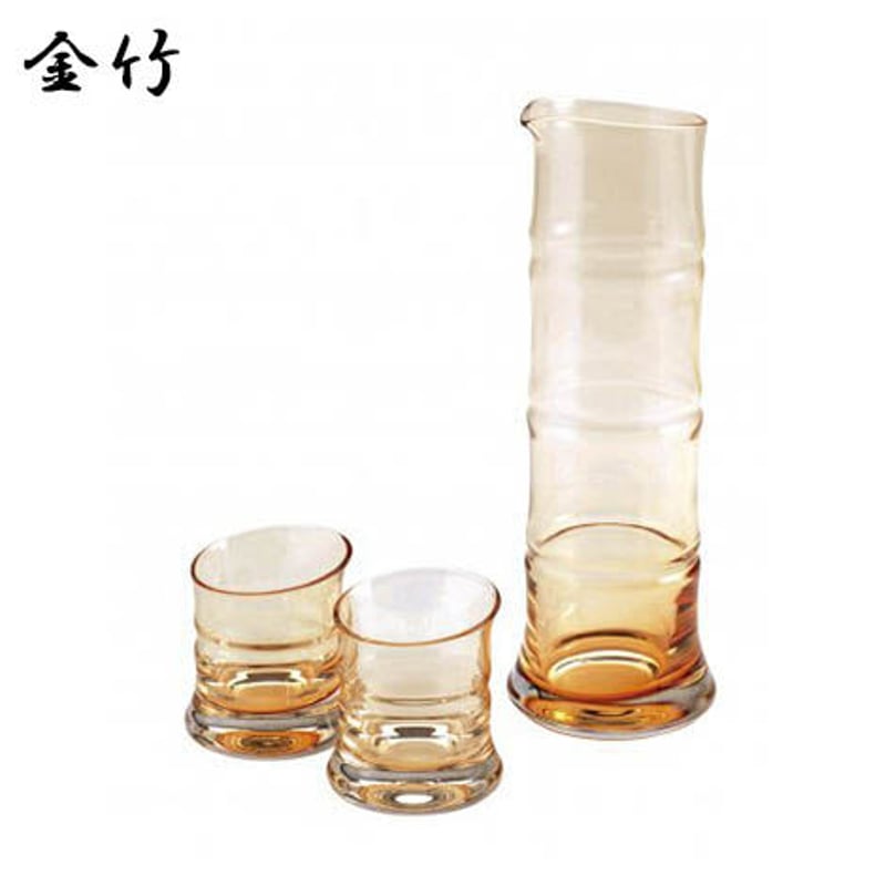 酒器三点揃 長注器・ぐいのみ 青竹 氷竹 金竹 |廣田硝子 HIROTA GLASS