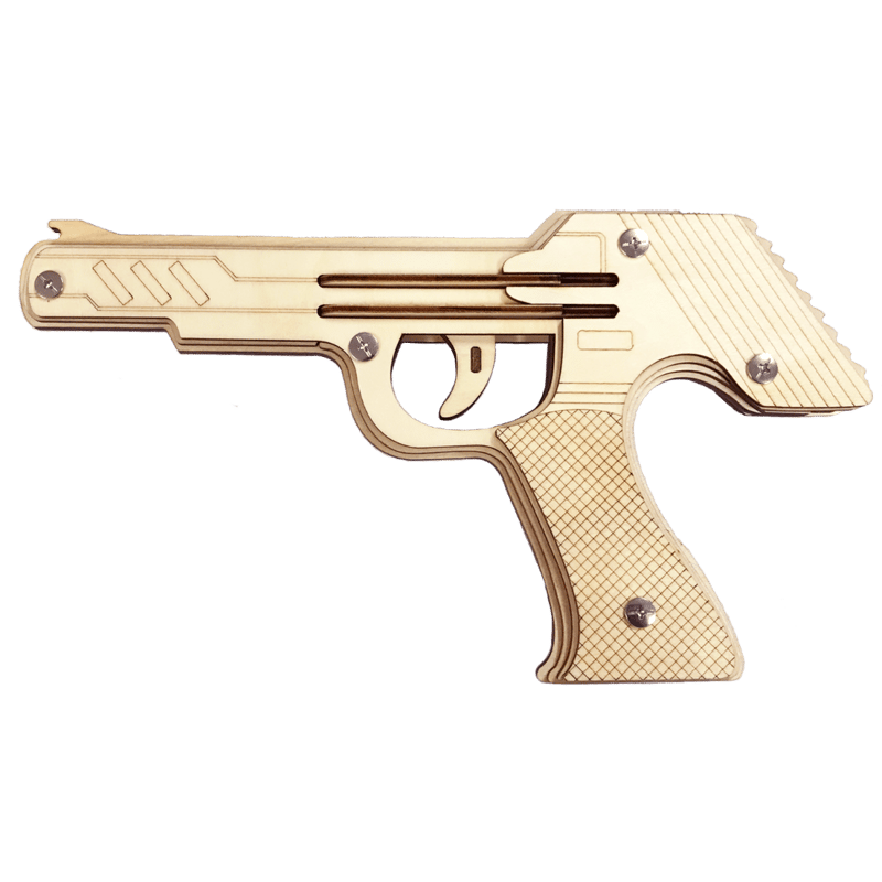 輪ゴムピストル タイプ1 連射式(9連射)モデル 輪ゴム鉄砲 工作 自由