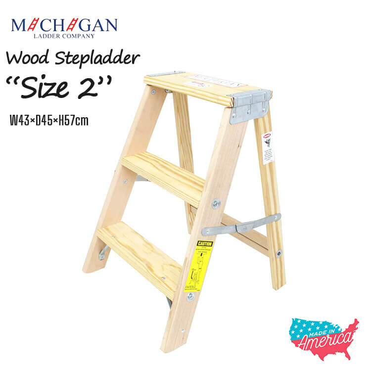 Michigan Ladder Co. ミシガンラダー Wood Stepladder Size 2 ウッドステップラダー サイズ2 脚立 木製  ディスプレイラック ステップ