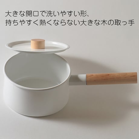 フォームレディ Kaico 日本製 ホーロー 琺瑯 片手鍋 18cm 36x18x12cm ホワイト K-001
