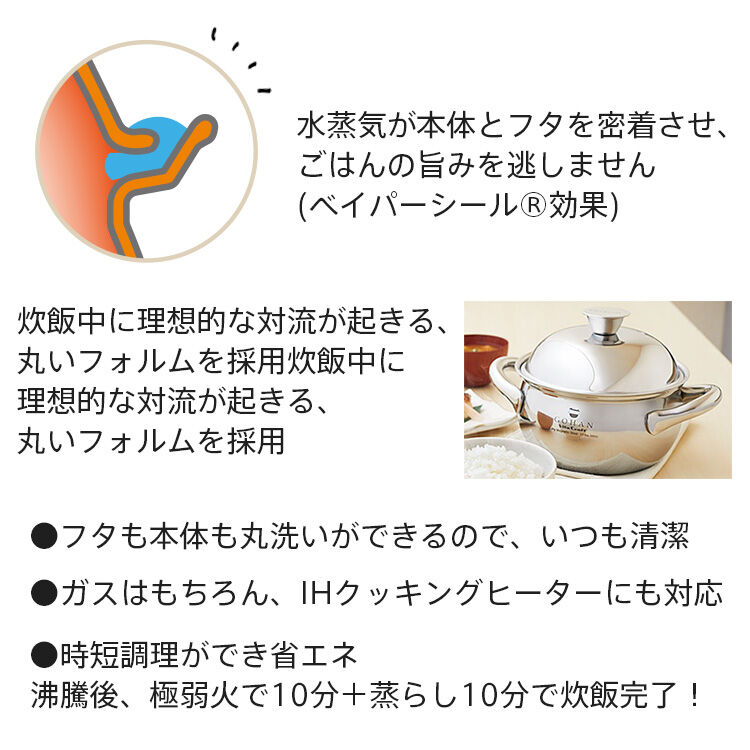 VitaCraft ビタクラフト ごはん鍋 炊飯 3850 ステンレス 3合炊き IH対応 レ...