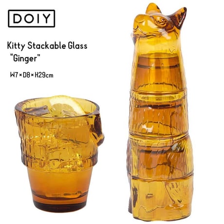 DOIY キティ スタッキング グラス ジンジャー Kitty Stackable Glass “Ginger” 猫 インテリア おしゃれ プレゼント