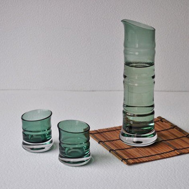 酒器三点揃 長注器・ぐいのみ 青竹 氷竹 金竹 |廣田硝子 HIROTA GLASS