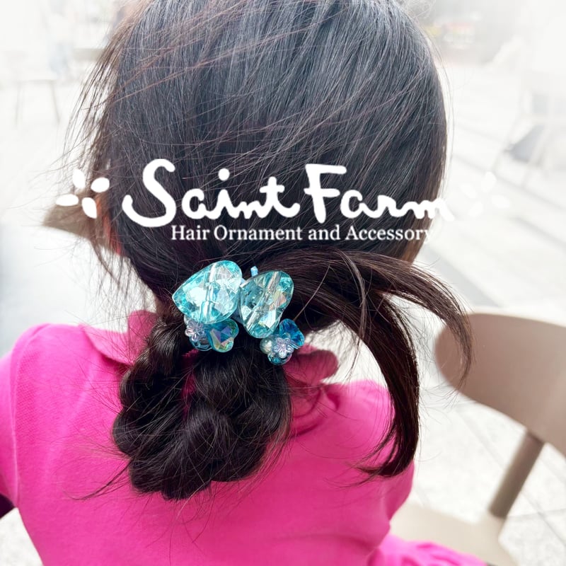 グラデハートヘアゴム ブルー | SaintFarm セント・ファーム