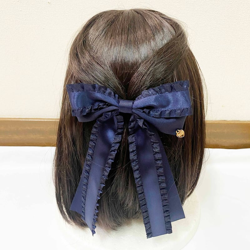 ビッグフリルリボンヘアゴム 紺 | SaintFarm セント・ファーム