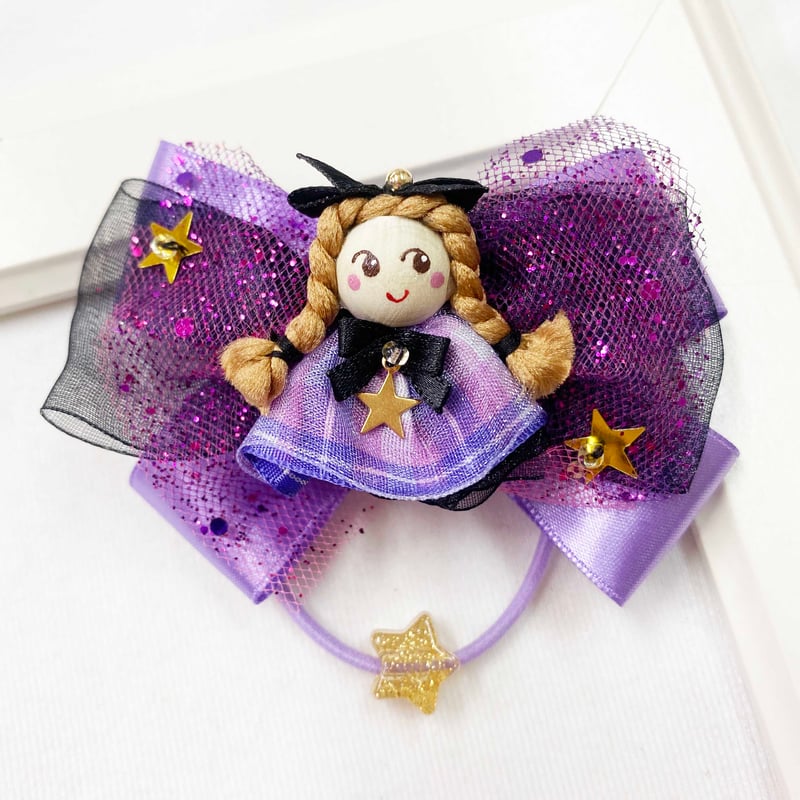 確認 たらりんヘアリボン ヘアゴム 911 アンティークローズ ライラック