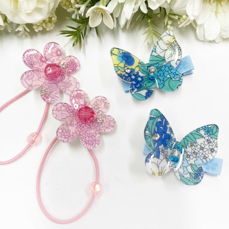 レジンヘアゴム　大ぶり　ラタン　軽い　夏　ピンク　お花たっぷり　くすみ 再販 お花たっぷりレジンヘアゴム ピンクパープル ドライ