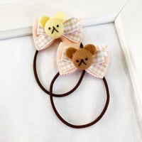 チェックくまヘアゴム