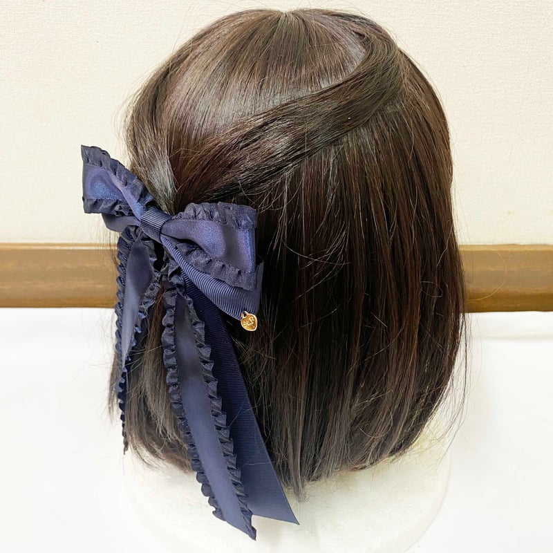 ビッグフリルリボンヘアゴム 紺 | SaintFarm セント・ファーム