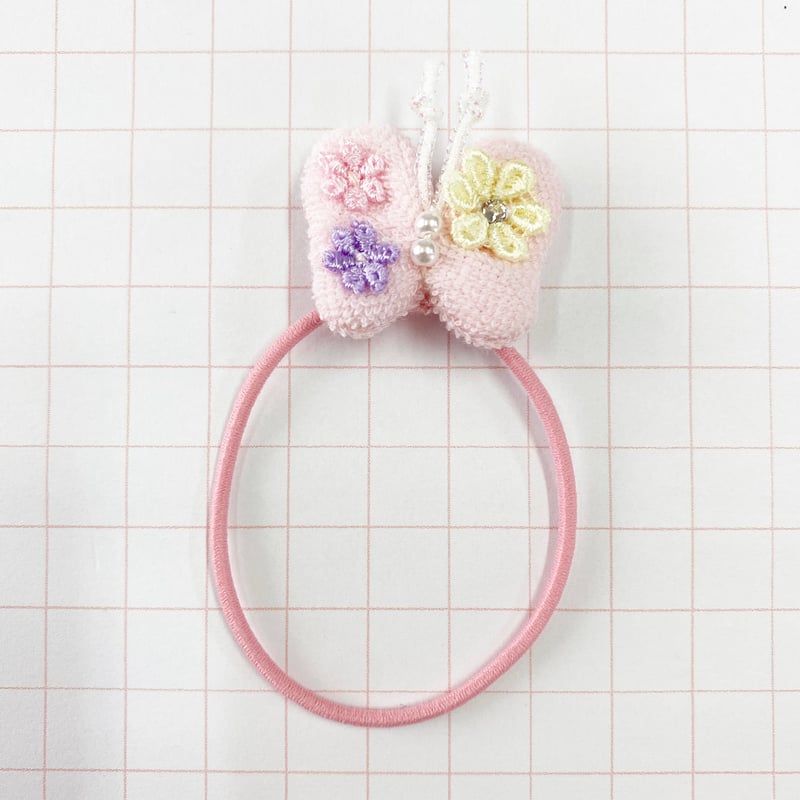 レジンヘアゴム　花びら　ピンク　パール　ちょうちょ　三日月 花ちょうちょヘアゴム | SaintFarm セント・ファーム