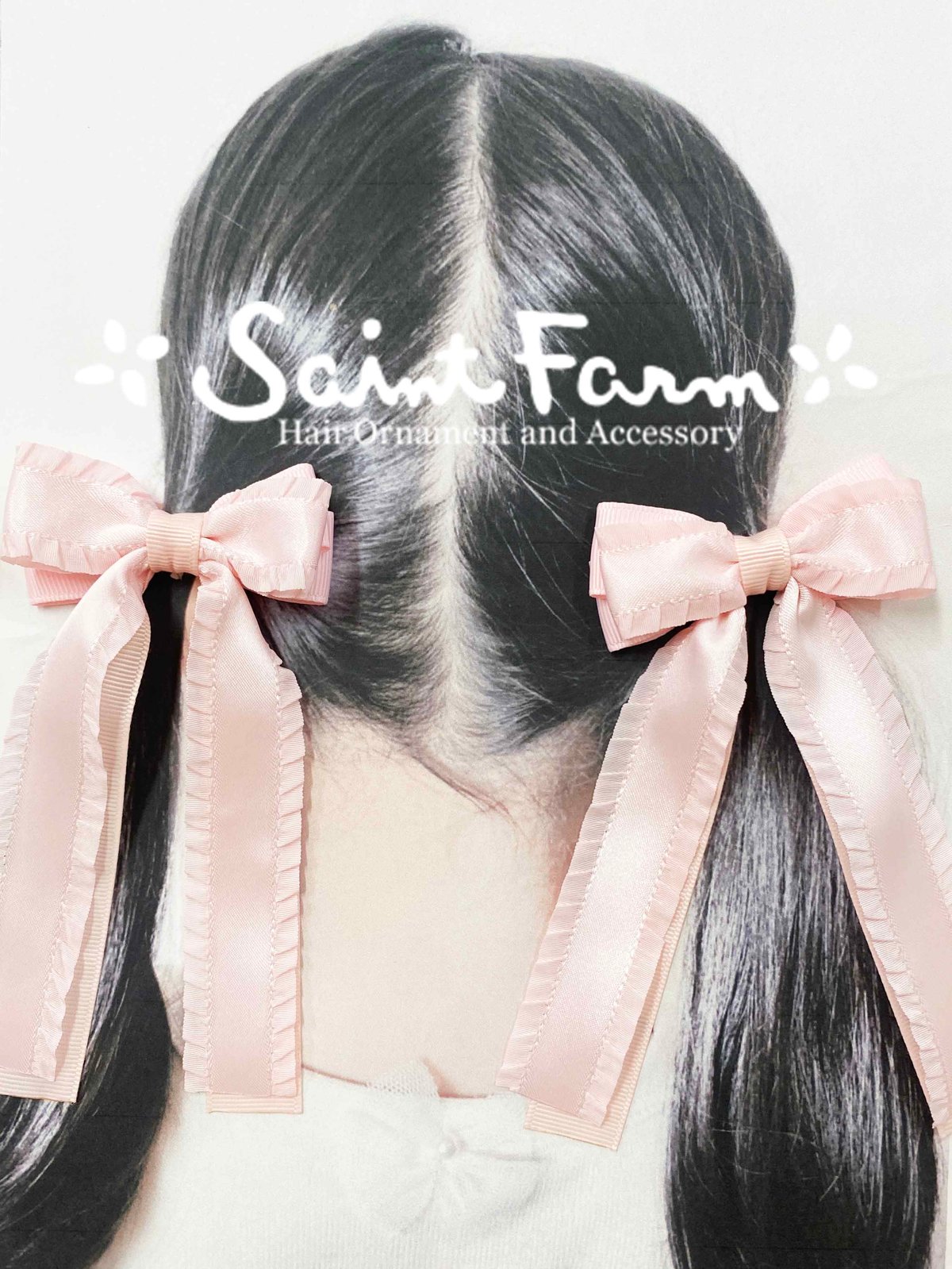 ロングフリルリボンヘアゴム ピンク | SaintFarm セント・ファーム