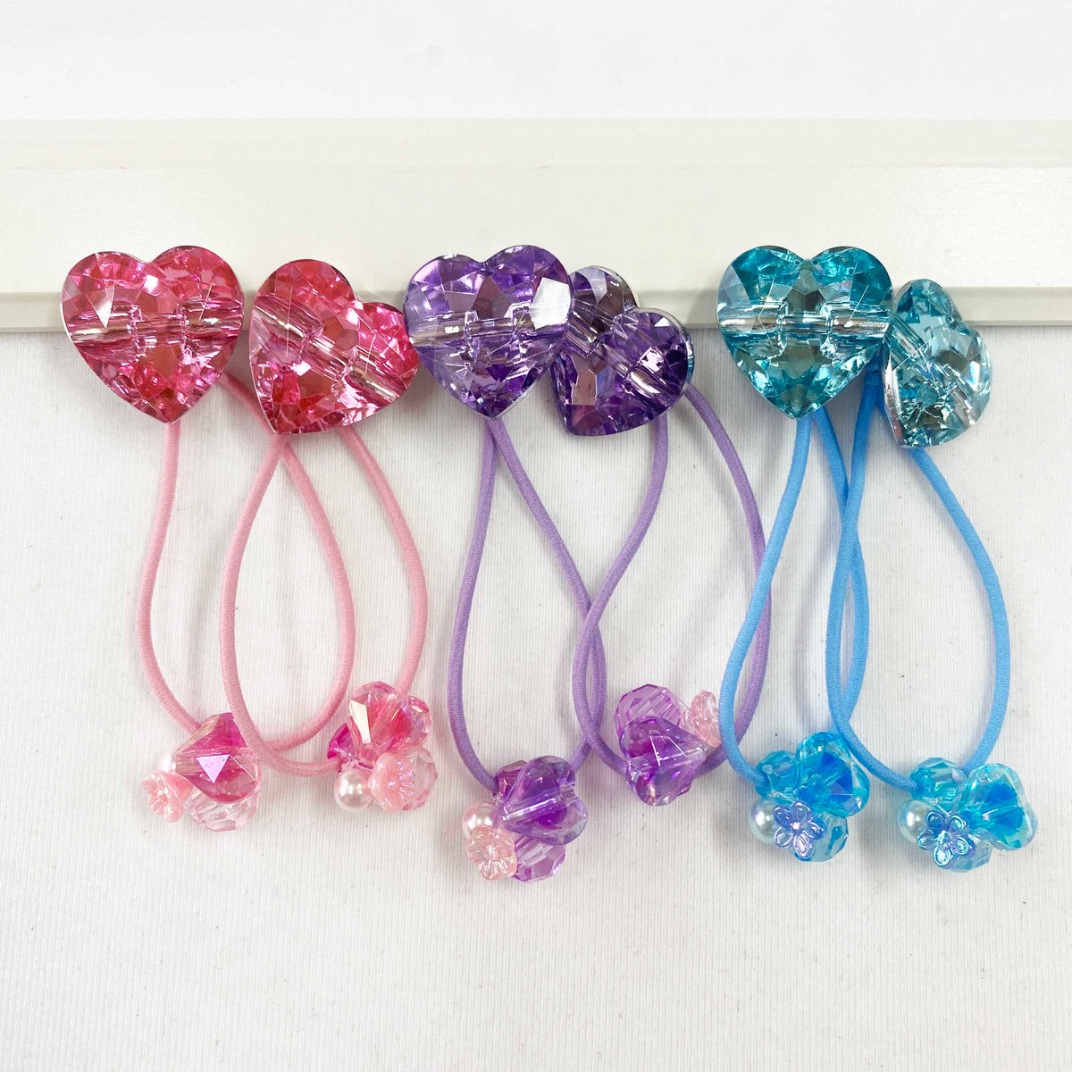 着物柄 秋デザイン ハート ヘアゴム グラデハートヘアゴム ブルー