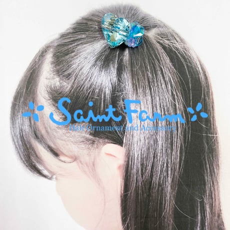 グラデハートヘアゴム　ブルー