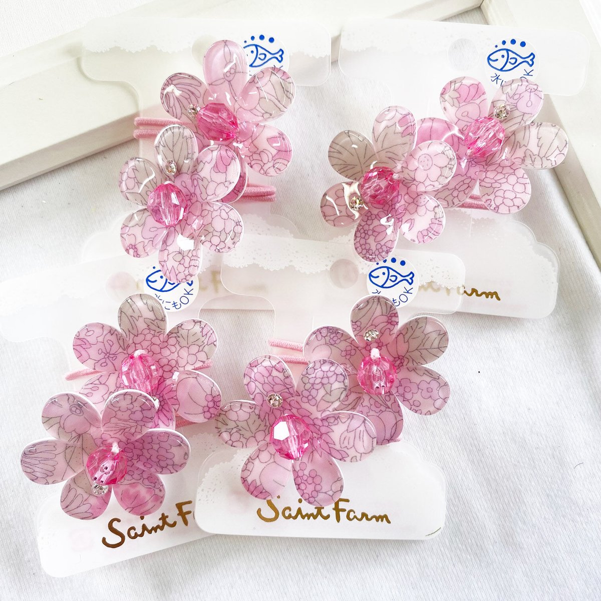 リバプリサマーヘアゴム 薄ピンク花 | SaintFarm セント・ファーム