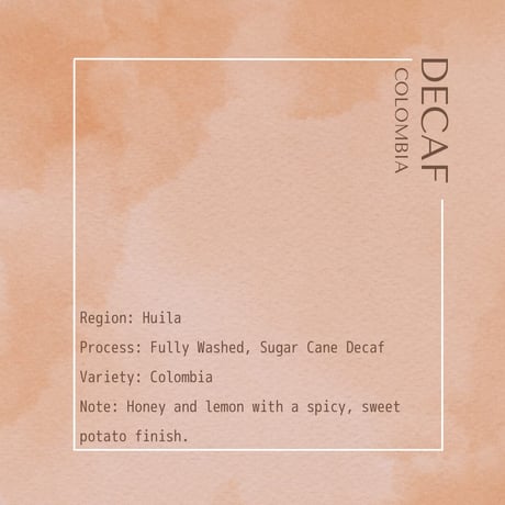 【DECAF】COLOMBIA Santa Maria Washed / 250g