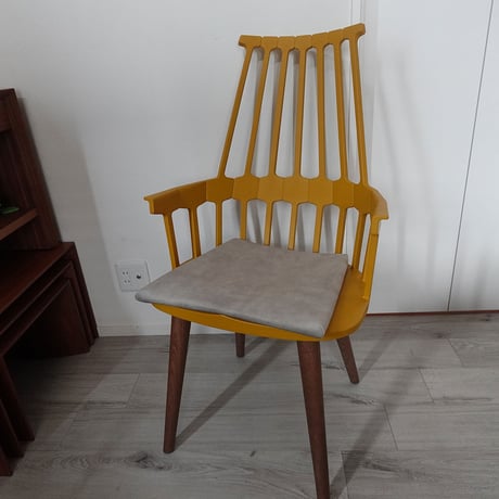 フランス製生地のチェアクッション 台形 グレー