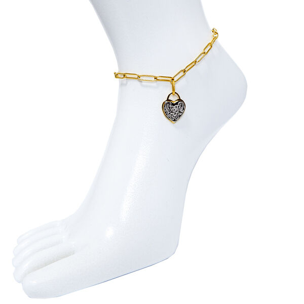 ハワイアンジュエリー アンクレット ドックタグ ハート スクロール