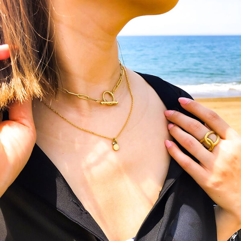 abcハワイアンジュエリー ネックレス マンテル マーキュリー ハワイアンジュエリー/K14YG/ダイヤモンド イニシャル