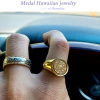 ハワイアンジュエリー リング ターコイズ ホヌ プルメリア K14