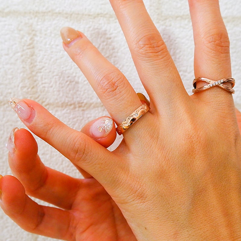 KoaNani スクロールリング 14K 5号 ピンクゴールド クロッシング ピンクゴールドレディースリング FSR929-PG - Free