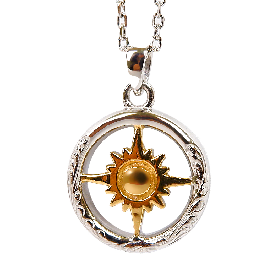 ハワイアンジュエリー ネックレス ゴールド SUN 太陽 チェーン付 ハワイアンジュエリー ステンレス ネックレス ゴールド SUN 太陽