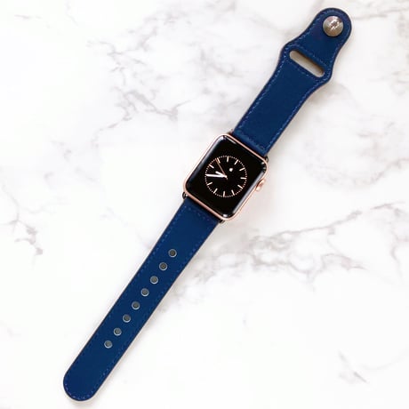 Apple Watch アップルウォッチ ネイビーブルー 着け外し簡単レザー バンド ベルト