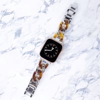 ★アウトレット★Apple Watch アップルウォッチ ステンレス チェーン べっ甲  ベルト バンド シルバー