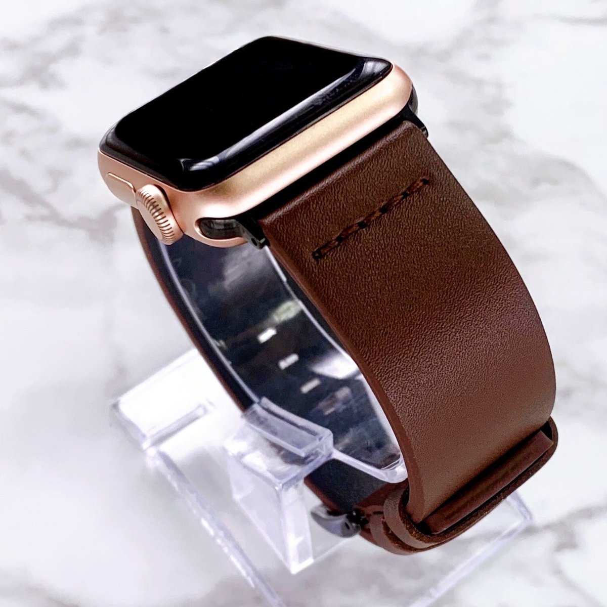 Apple Watch アップルウォッチ ダークブラウン レザー バンド ベルト 
