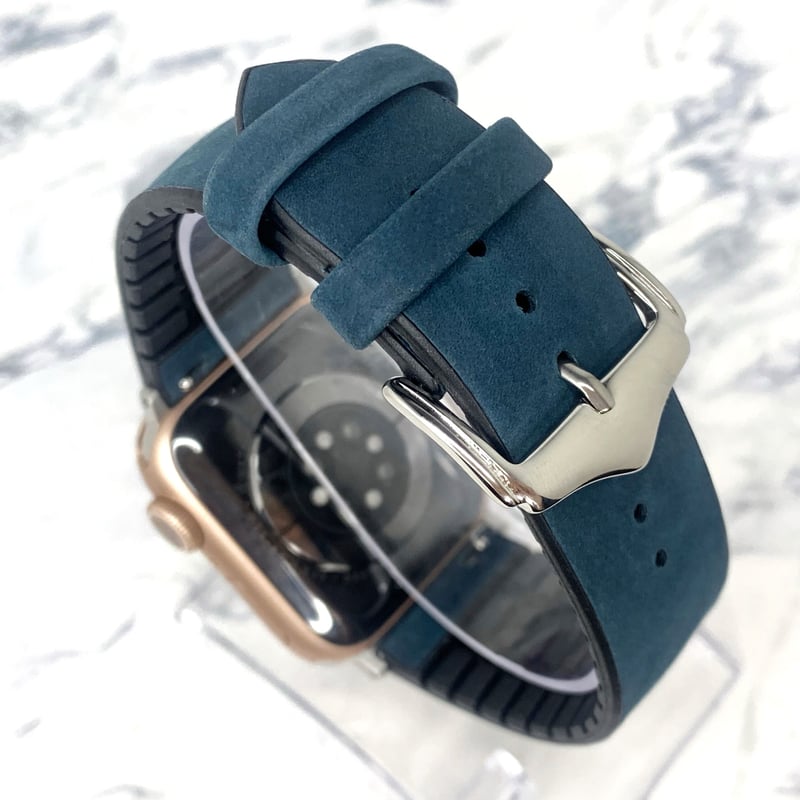 Apple Watch アップルウォッチ スエード調 ネイビー レザー&ラバー 