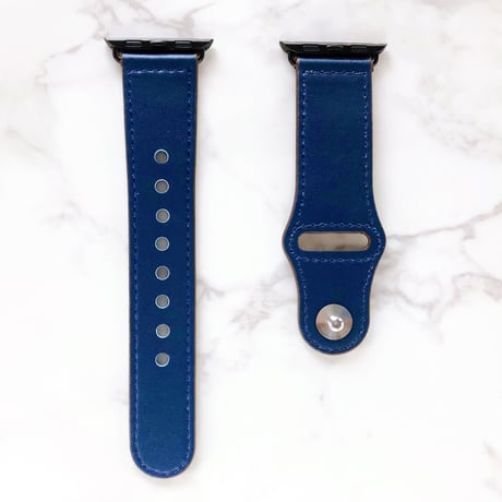 Apple Watch アップルウォッチ ネイビーブルー 着け外し簡単レザー バンド ベルト