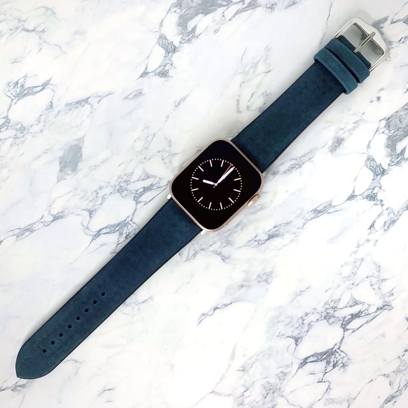 Apple Watch アップルウォッチ スエード調 ネイビー レザー&ラバー 