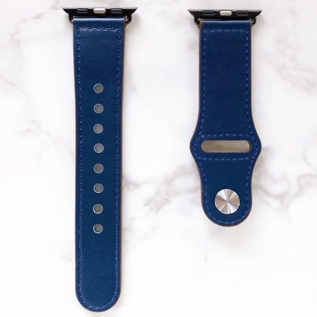 Apple Watch アップルウォッチ ネイビーブルー 着け外し簡単レザー バンド ベルト