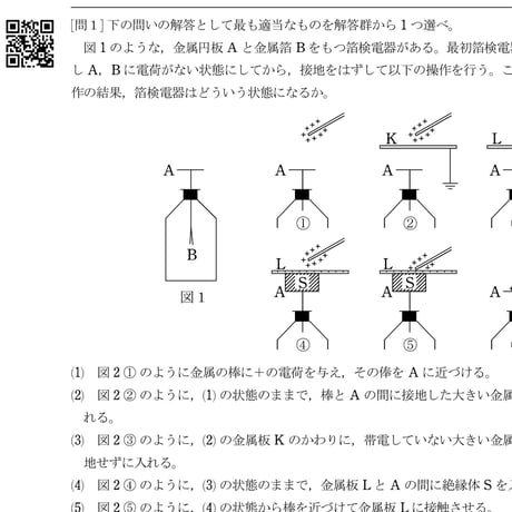 <問題解説動画のQRコード付き>【授業プリント】電磁気範囲