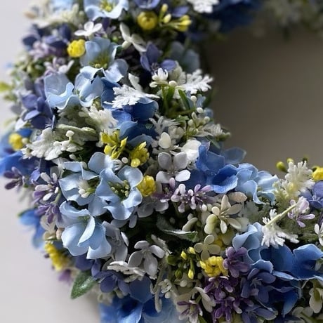 blue hydrangea moon wreath.( 壁掛け用 ) No.118