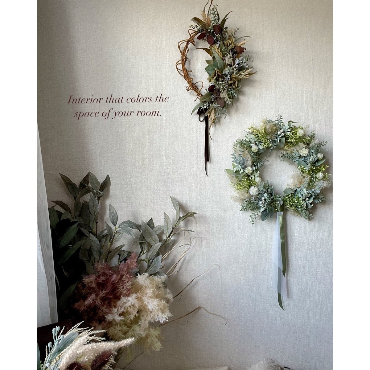 Airy natural green wreath ໒꒱· ﾟ No.128 | green88
