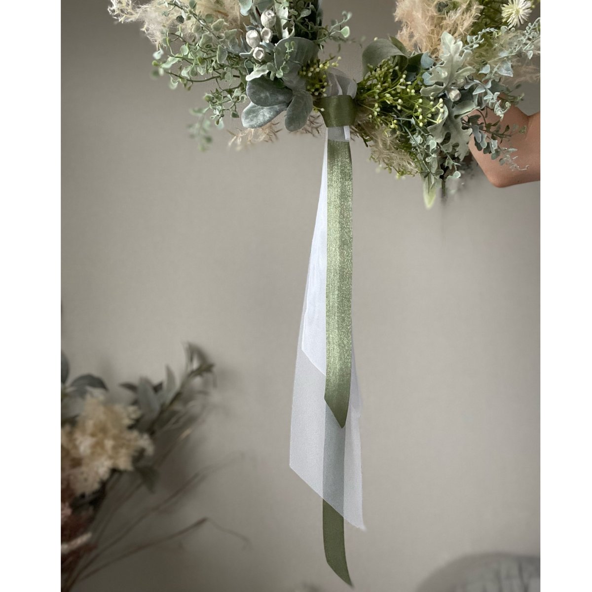Airy natural green wreath ໒꒱· ﾟ No.128 | green88