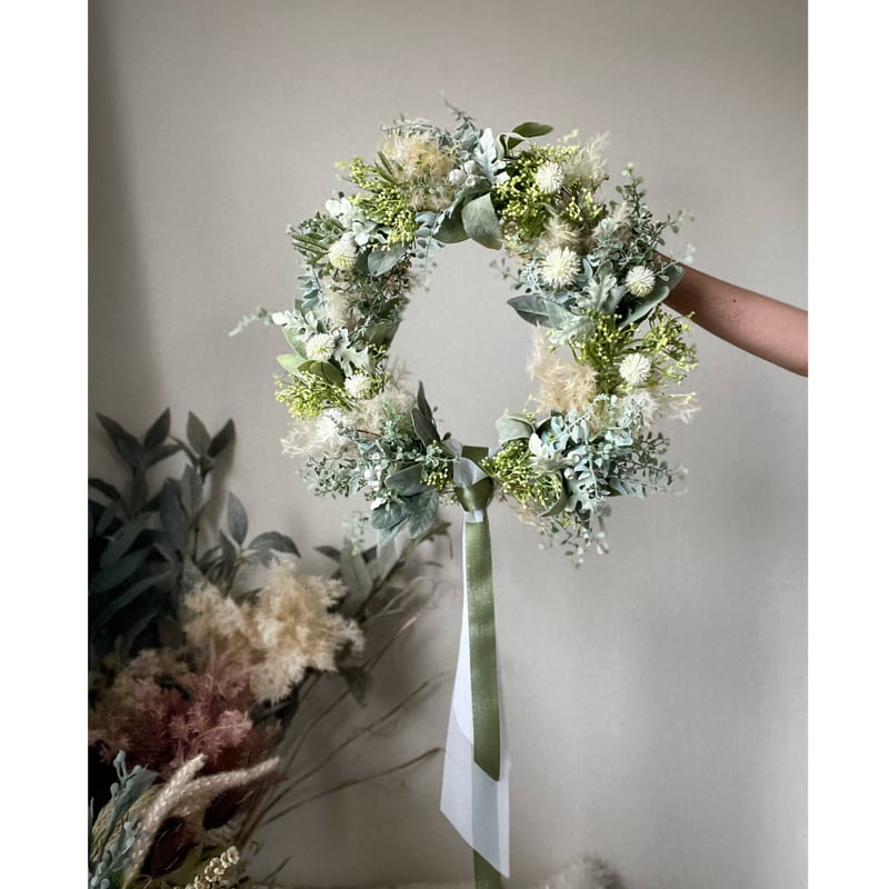 Airy natural green wreath ໒꒱· ﾟ No.128 | green88