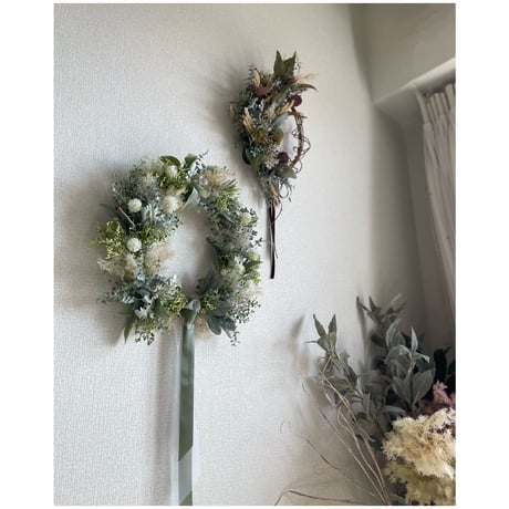 Airy natural green wreath  ໒꒱· ﾟ No.128