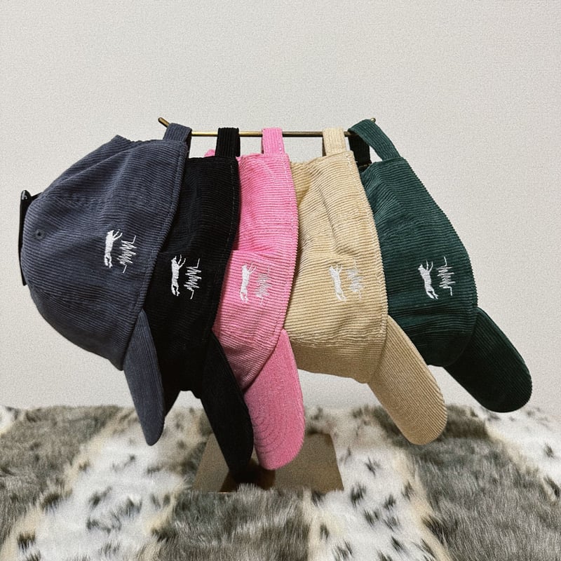 90s usa製 太畝コーデュロイ キャップ“Wapiti Woolies” 紺 ほぼデッド【80s】Lange Ski Boots太畝コーデュロイキャップ