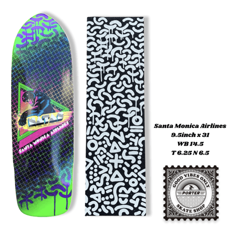 SANTA MONICA AIRLINE  NATAS KAUPAS - NEON CLASSIC DECK W/ SCREENED GRIPTAPE 9.5inch x 31