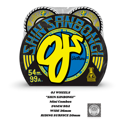 OJ WHEELS “SHIN SANBONGI” Mini Combos  54MM 99A WIDE 36mm RIDING SURFACE 20mm