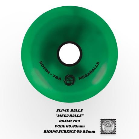 SLIME  BALLS “MEGA BALLS” 80MM 78A WIDE 69.85mm RIDING SURFACE 69.85mm