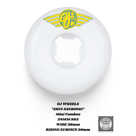 OJ WHEELS “SHIN SANBONGI” Mini Combos  54MM 99A WIDE 36mm RIDING SURFACE 20mm