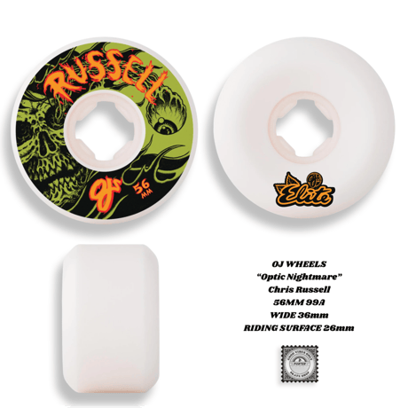 スケートボード OJ Wheels Chris Russell Urethane56mm 56mm Chris Russell Optic Nightmare Elite Hardline 99a | OJ