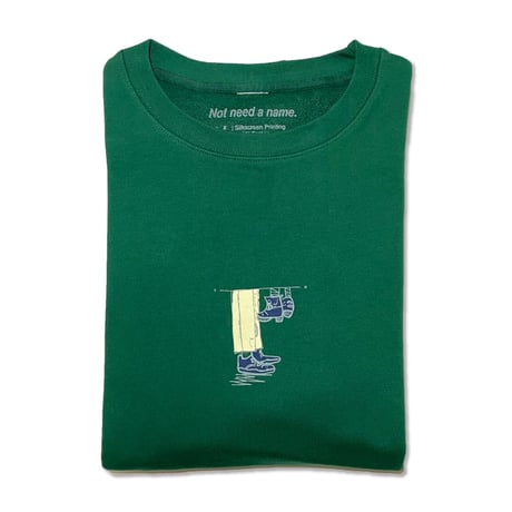Not need a name "Leon" Wide Silhouette Crewneck Sweat (Darkgreen)