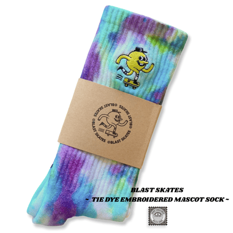 BLAST SKATES - TIE DYE EMBROIDERED MASCOT SOCK -