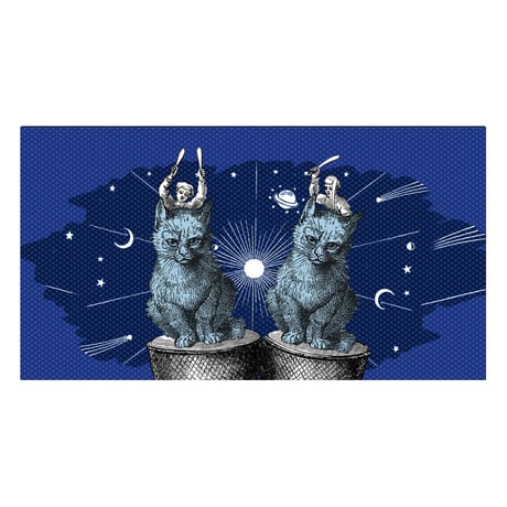 フラットポーチ「Night cats」
