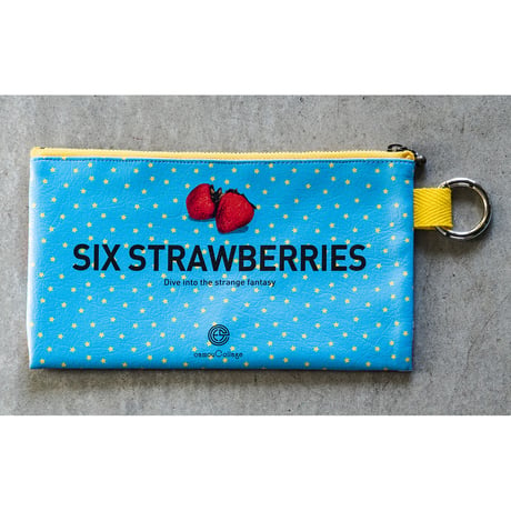 フラットポーチ「Six strawberries」